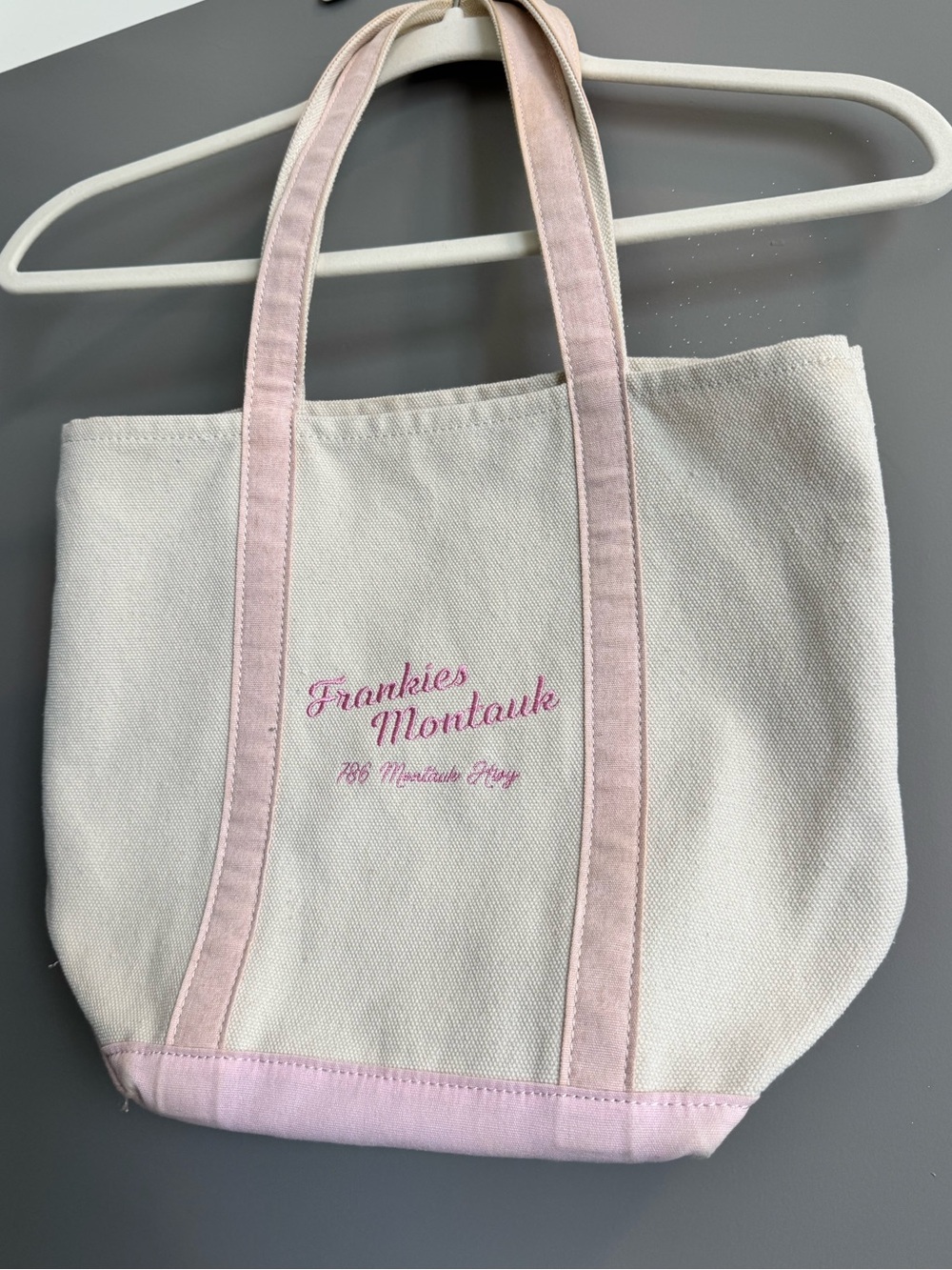 Frankie's Bikinis Cream and Pink Montauk Tote